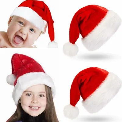 Аксессуары для волос шапка Санта Клауса рождественские шапки для мальчиков  и девочек Высококачественная празднивечерние Мягкая красная бархатная шапка  Санта-Клауса | AliExpress