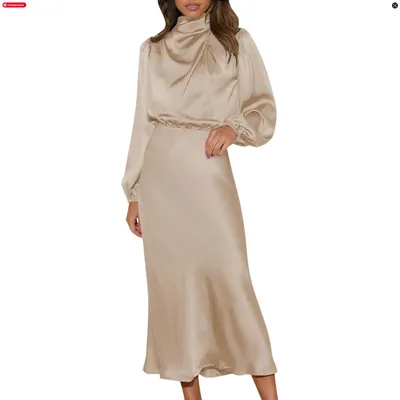 Платья для женщин, Осенние атласные элегантные женские платья с длинным  рукавом, Модные свободные длинные платья, женская одежда |  http://sael.online/ | Дзен