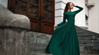 Платье с длинным рукавом -2023 | Трикотажное, шифоновое, длинное, теплое,  вельветовое