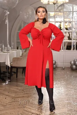 Женская одежда оптом Montella | Красивое красное платье № 3607N
