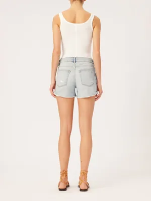 Mavi Women's Rosie High-Rise Boyfriend Shorts In Light Blue Blocking