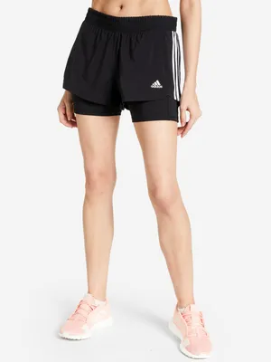 Шорты женские adidas Pacer 3-Stripe Woven 2 In 1 Short черный цвет — купить  за 2399 руб. со скидкой 70 %, отзывы в интернет-магазине Спортмастер