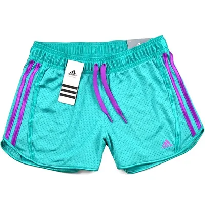 Adidas 3S Shiny Mesh Shorts Ladies Sports Pants Fitness Running Turquoise  Green | eBay