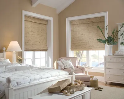 Римские шторы в спальню — фото интерьеров
