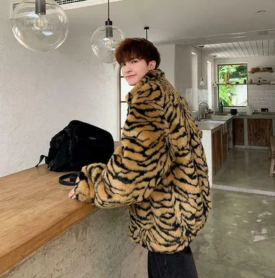 Men's Fashion Lapel Tiger Stripes Faux Fur Furry Coats Youth Casual Loose  Coat | eBay