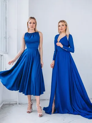 Синее платье из джинсовой ткани с вырезом каре, артикул L1-23/4-668-2501/7  | Купить в интернет-магазине Yana в Москве