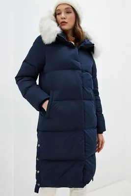 Женский синий пуховик SATEEN HOODED DOWN MAXI Tommy Hilfiger WW0WW40834 —  MD-Fashion