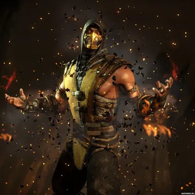Пепел осыпается на Скорпиона, персонажа игры Mortal Kombat — Авы и картинки
