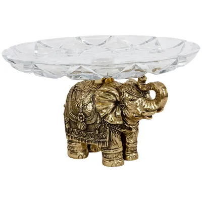 Фруктовница Слон индийский Бронза со стеклянной чашей купить в Москве,  характеристики, фото и цены