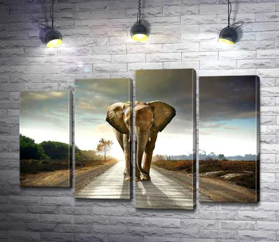 ᐉ Модульная картина ArtPoster Массивная фигура следующего по дороге слона  100x69 см Модуль №21 (000562)