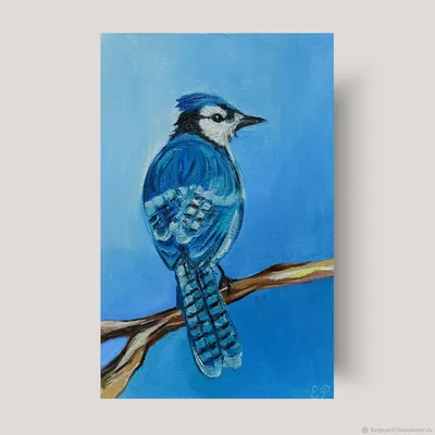 Картина маслом голубая птица Сойка. Голубая Сойка. Картина с птицей –  купить онлайн на Ярмарке Мастеров – RSSOYRU | Картины, Зеленодольск