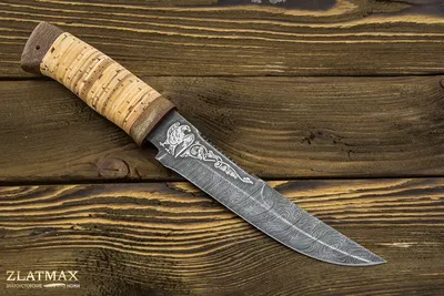 Нож Сокол (Дамаск, Наборная береста, Текстолит) zok-0256 купить по цене  9833 руб