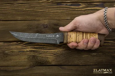 Нож Сокол (Дамаск, Наборная береста, Текстолит) zok-0256 купить по цене  9833 руб
