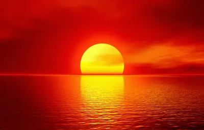 Обои море, солнце, закат, красный, горизонт картинки на рабочий стол,  раздел природа - скачать