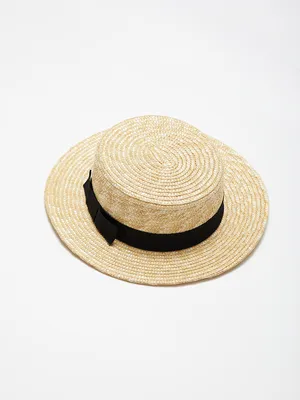 Соломенная шляпа с широкими полями и черной лентой от Saint MAEVE купить за  5750 руб FEDORA-LENT в интернет-магазине fabzone.ru