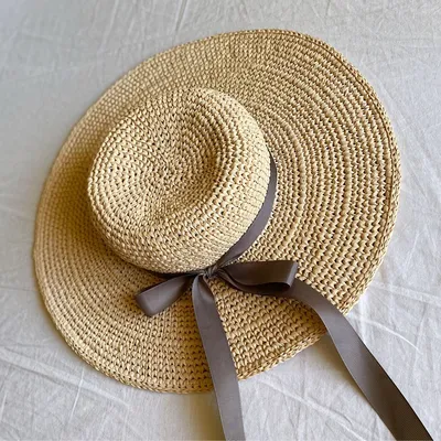 Женская модная большая Солнцезащитная шляпа, Пляжная Складная соломенная  шляпа с защитой от УФ-лучей, Большая складная пляжная шляпа с кружевом |  AliExpress