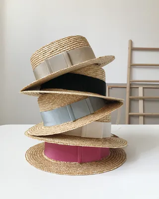 Соломенная шляпа-канотье с бархатной розовой лентой Skazkalovers: купить за  4 500 руб. в Москве в интернет-магазине Babybug