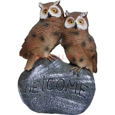 Две совы на камне Welcome (KL-406) из полистоуна по цене 468,90 руб.  приобрести оптом недорого в Москве