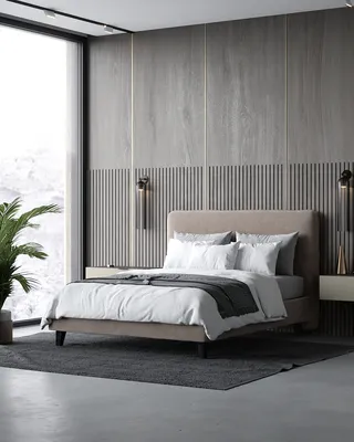 Спальня в стиле минимализм: идея дизайна интерьера спальни в темно-серых  тонах