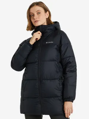 Куртка утепленная женская Columbia Puffect Mid Hooded Jacket черный цвет —  купить за 7999 руб. со скидкой 50 %, отзывы в интернет-магазине Спортмастер