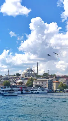 Обои Турция, Стамбул, вода, облако, водный путь для iPhone 6S+/7+/8+  бесплатно, заставка 1080x1920 - скачать картинки и фото