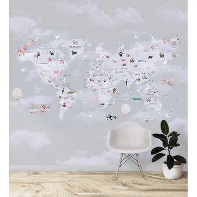 Карта мира на фоне облаков, S1013, размер 291х270 см купить в Москве по  оптимальной цене без посредников с завода в интернет магазине за 11800 руб.