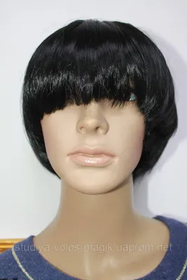 Купить Парик искусственный короткие волосы стрижка боб каре черные, цена  720 грн — Prom.ua (ID#1053432122)