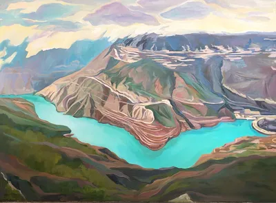 Горы . Сулакский каньон – заказать на Ярмарке Мастеров – OE5PQRU | Картины,  Тверь