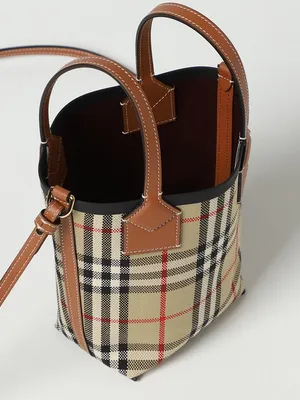 BURBERRY: London bag in canvas - Beige | Burberry mini bag 8070461 online  at GIGLIO.COM