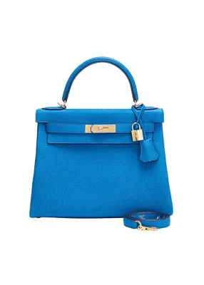 Сумка Hermès Kelly 25 Bleu Zanzibar в коже Togo