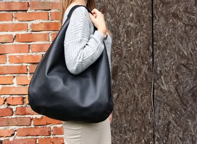 BLACK Oversize Shoulder Bag LEATHER HOBO Bag Everyday Leather Purse Soft  Leather Handbag for Women - Etsy