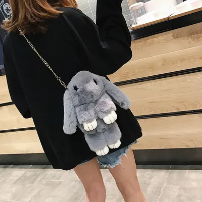 Cute Plush Rabbit Fur Pompon Bunny Backpack Handbag Women Girls Fluffy  Eyelash Rabbit Chains Messenger Bag Party Gift - AliExpress