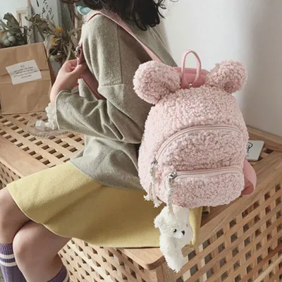 CoCopeaunts Cute Faux Fur Mini Backpack Rabbit Ear Gril Travel Shoulder  Bags Fashion Plush Bagpack Rucksack School Bag for Girls - Walmart.com