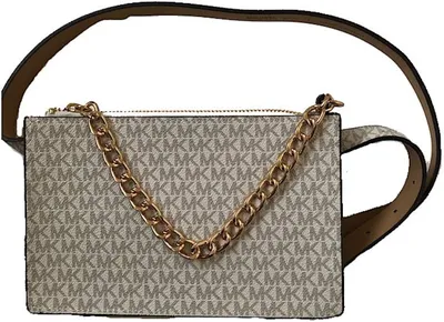 Amazon.com | Michael Kors MK Signature Fanny Pack Belt Bag Vanilla Medium |  Waist Packs