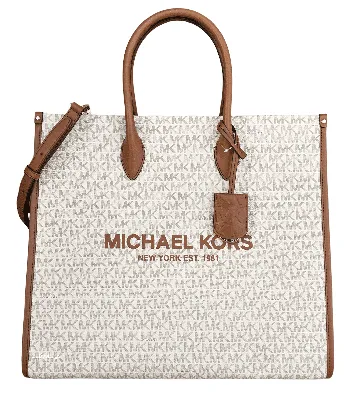 Michael Kors Mirella Large MK Logo Tote Crossbody Bag Vanilla Signature -  Walmart.com