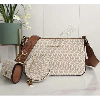 MICHAEL KORS MINA SMALL BELTED CHAIN CROSSBODY BAG MK SIGNATURE LIGHT CREAM  | eBay