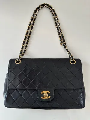 Vintage CHANEL 2.55 Flap Bag Black Lambskin Gold Hardware 80's! | eBay