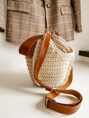 Купить сумку ведро из натуральной кожи рыжего цвета в Москве -  интернет-магазин Eleganzza