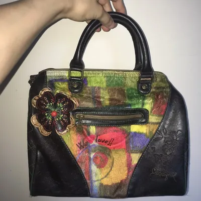 Desigual shoulder bag purse, flower theme, vegan leather | eBay