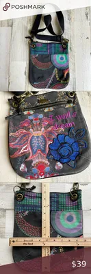 Y2K CROSSBODY BAG DESIGUAL I WANT A DREAM EMBROIDERED BLACK RETRO BOHO HIP  EUC | Retro boho, Bags, Crossbody bag