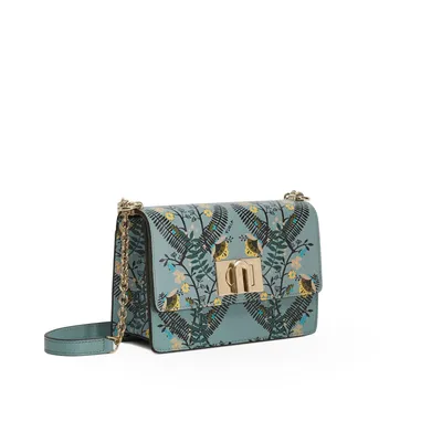 Woman crossbody bag Furla 1927 mini fashion light blue flowers leather  shoulder | eBay