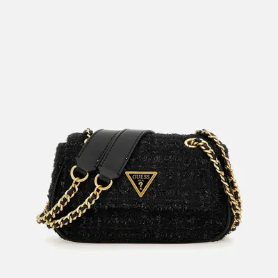 Guess Giully Mini Compartment Cross Body Flap Bag in Black | Lyst
