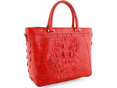Красная женская сумка из натуральной кожи крокодила с ремешком в интернет  магазине подарков из кожи \"Экзотическая кожа\" - необычные и практичные  подарки