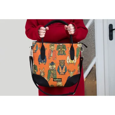 Дизайнерская женская тканевая сумка с принтом Оранжевая мода - Купить  тканевые сумки женские с принтом, тряпичные сумки текстиль Украина