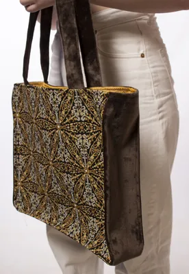 Дизайнерская сумка шопер из шоколадного бархата и гобеленовой ткани в  магазине «Kikso дизайнерские сумки шопперы» на Ламбада-маркете