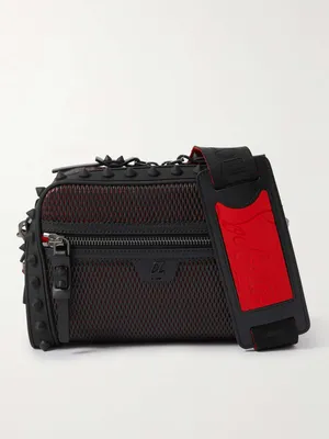 CHRISTIAN LOUBOUTIN Loubitown Rubber and Leather-Trimmed Mesh Messenger Bag  for Men | MR PORTER