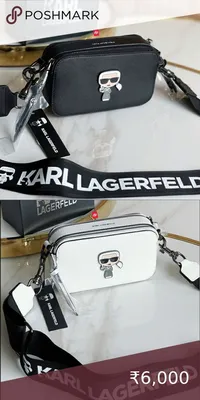 KARL LAGERFELD PATENT LEATHER EMBOSSED LOGO CAMERA/CROSSBODY BAG BLACK NEW  | eBay