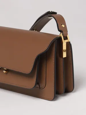 MARNI: Trunk bag in leather - Brown | Marni shoulder bag SBMP0121U0LV589  online at GIGLIO.COM