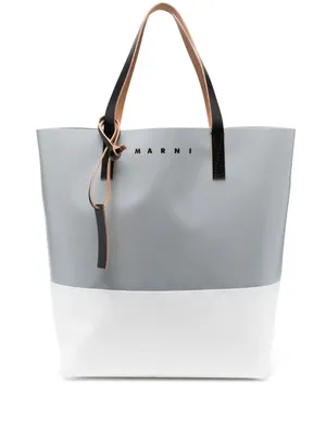 tribeca shopping bag woman gray and white in polyurethane - MARNI - d — 2