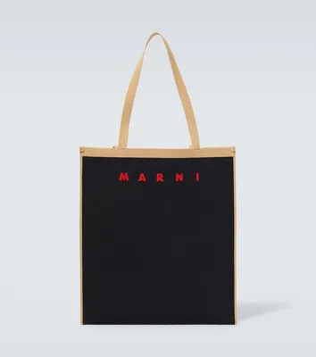 Flat tote bag in black - Marni | Mytheresa